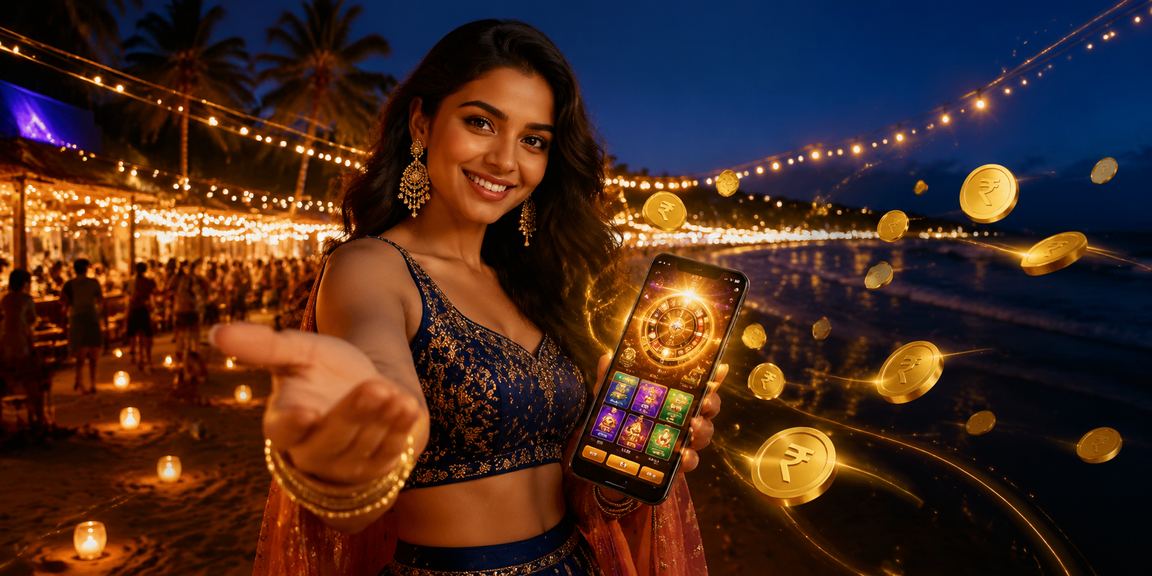 Mobile casino app with balance and game icons in Indian context