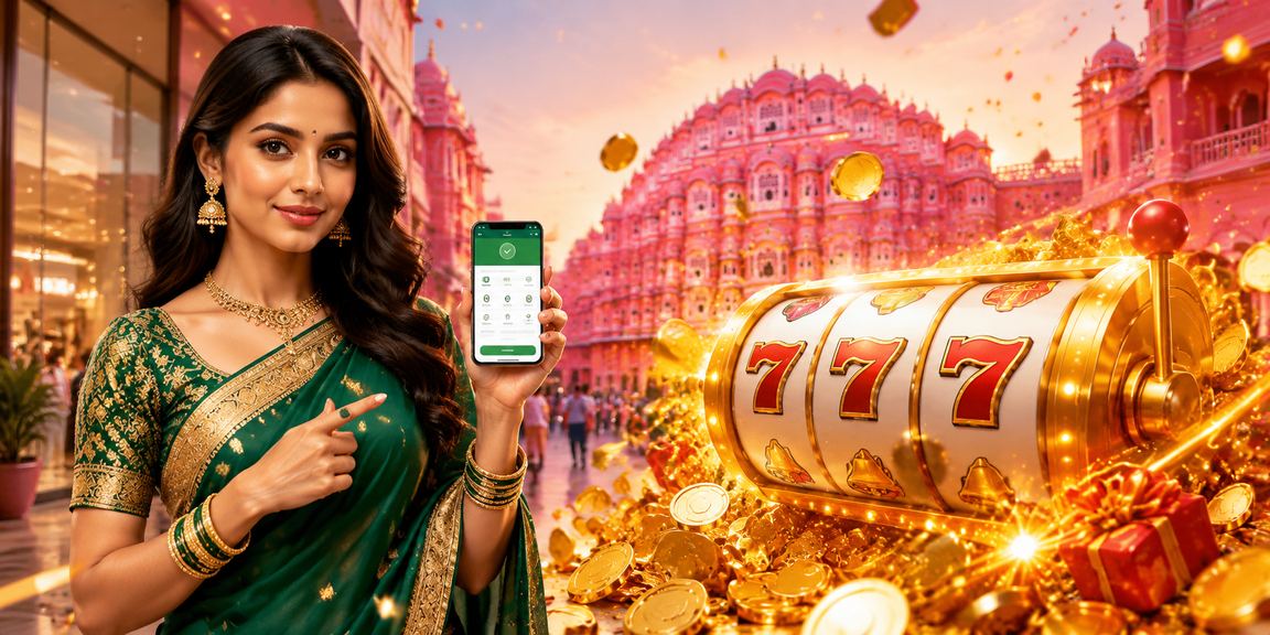 Traditional Hawa Mahal in Jaipur with colorful gaming symbols